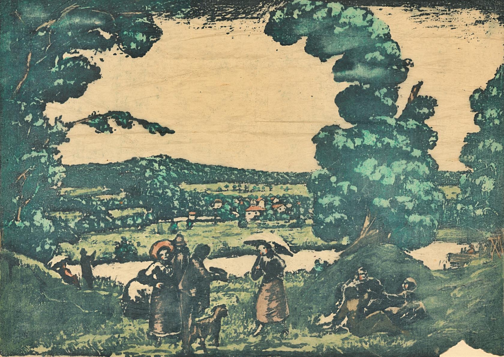 Artwork by Willi Nowak, PIKNIK NA BŘEHU ŘÍČKY, Made of lithography, fine paper