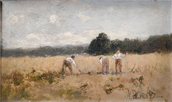 Three men in a field. by Victor Viollet-le-Duc, 1848