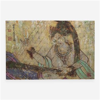 "Lotus" and "Celestial Musician", two works - Qing Zhong Ming