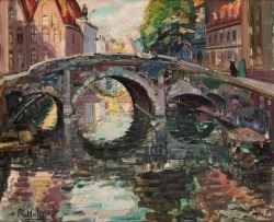 Andre Hallet | Le Pont des Augustins à Bruges (1921) | MutualArt