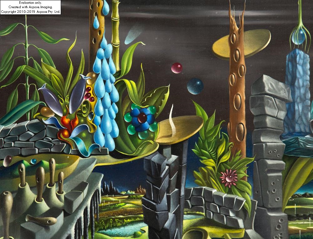 Spiro Surrealistic landscape (Circa 1950) MutualArt