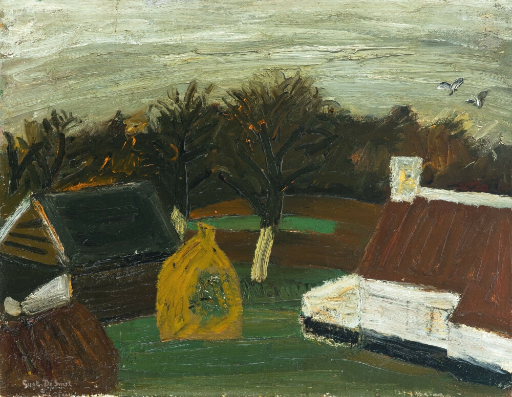 Farm with straw stack by Gustave de Smet, 1938