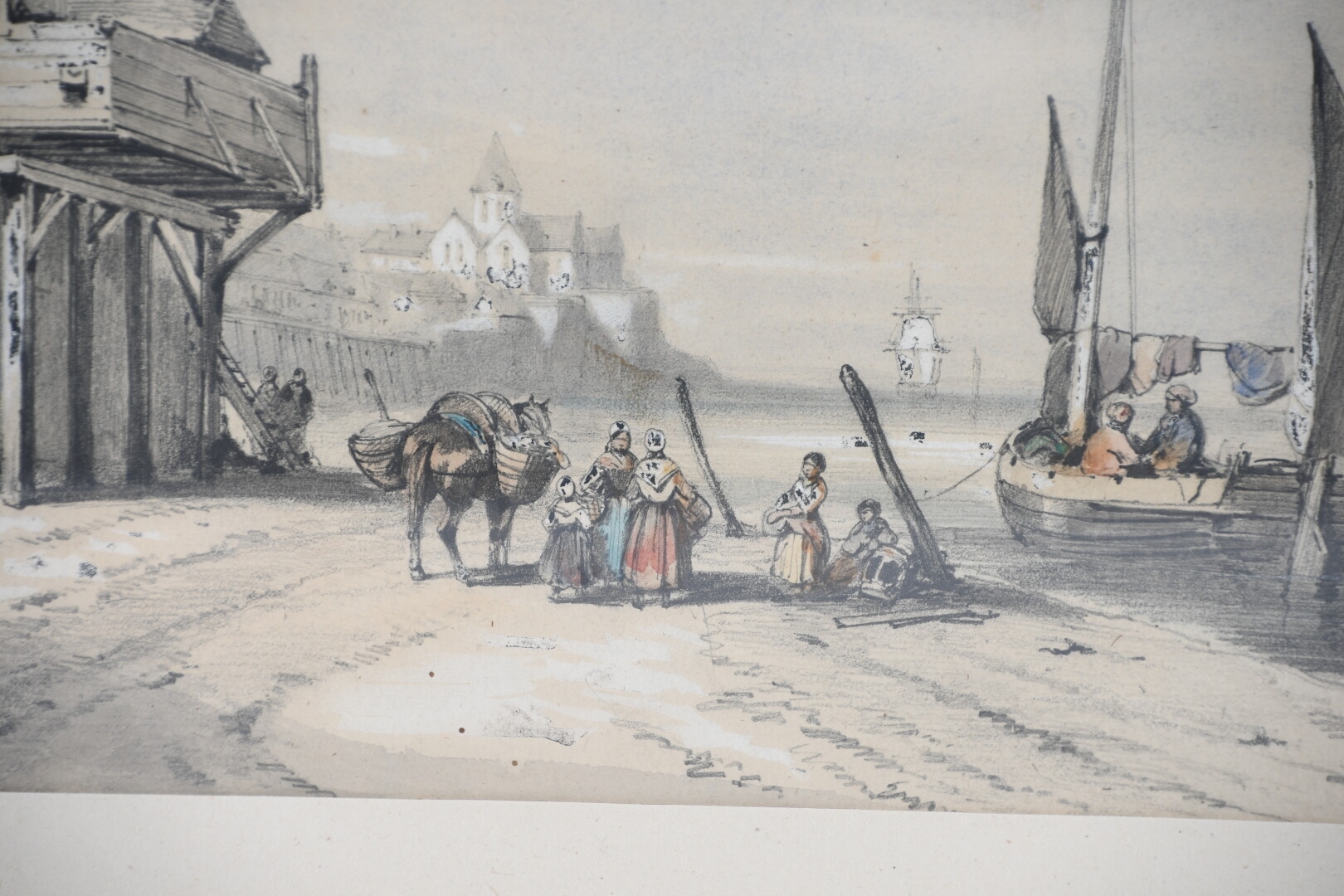 NOLET A. XIXe. Scène de port. Huile sur toile, signée en bas à gauche