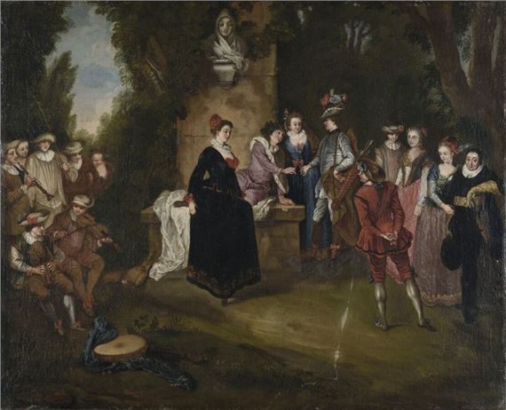 Love at the French Theater. by Jean-Antoine Watteau