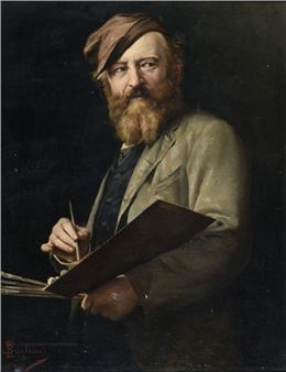 Presumed self-portrait with a palette, 1890. - Enrico Bogliani