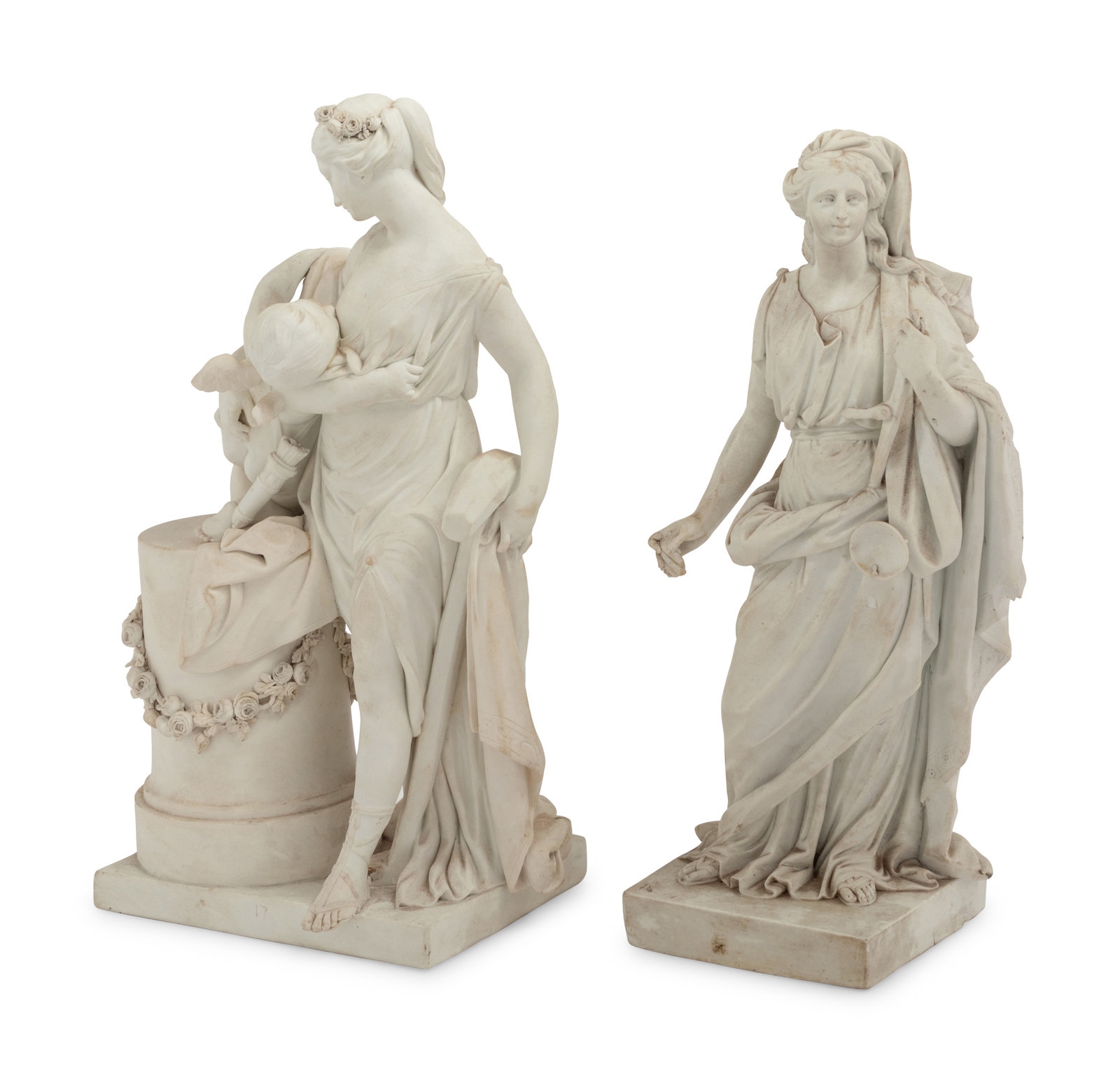 French School, 19th Century Two French Bisque Porcelain Figures