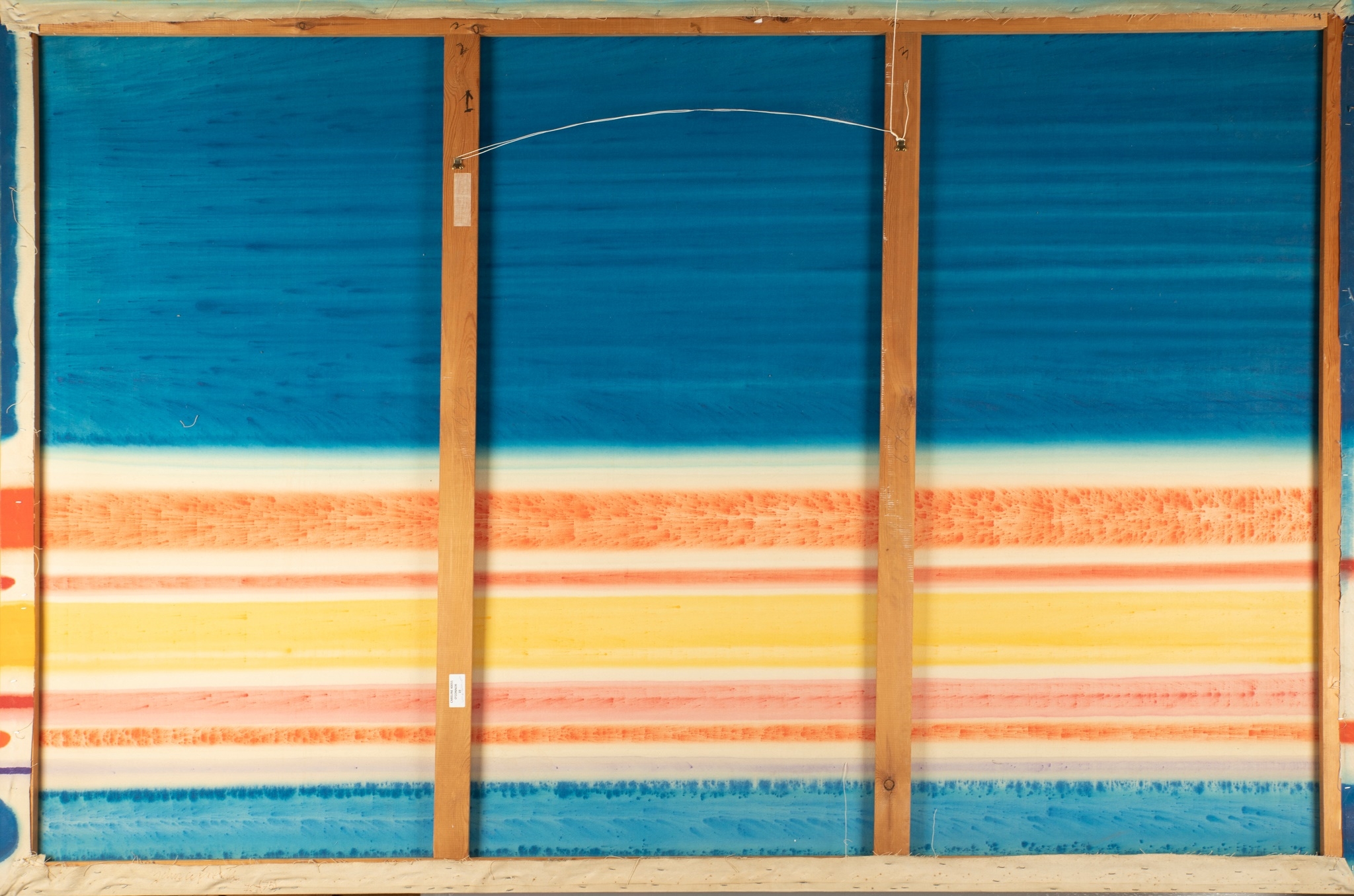 Artwork by John Copnall, Blue and Coloured Stripes, Made of oil on canvas