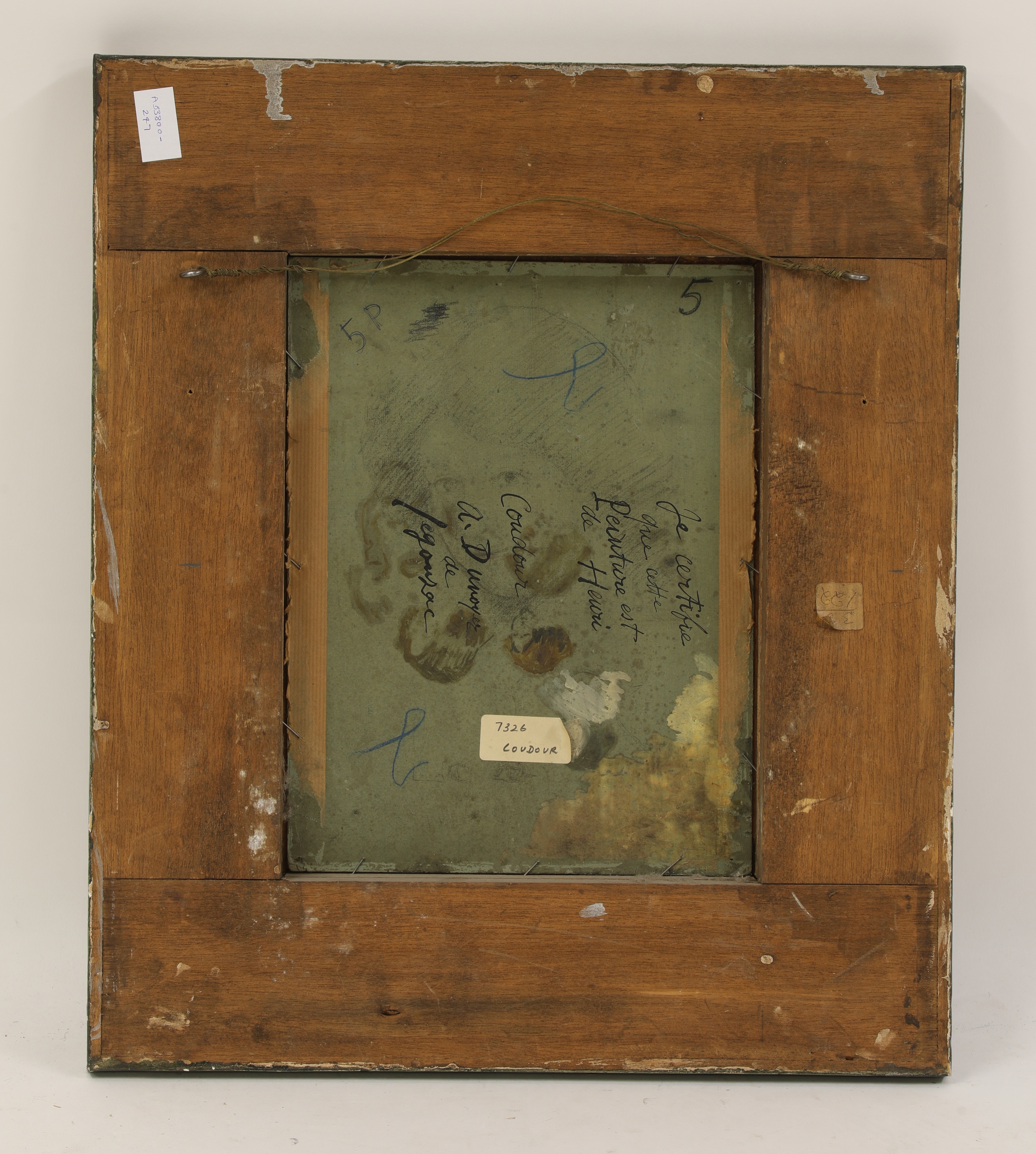 Artwork by Henri Courdour, A woman seated in a doorway, Made of oil on board