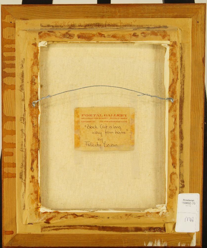 Artwork by Felicity Baron, Black cat a long way from home, Made of oil on canvas