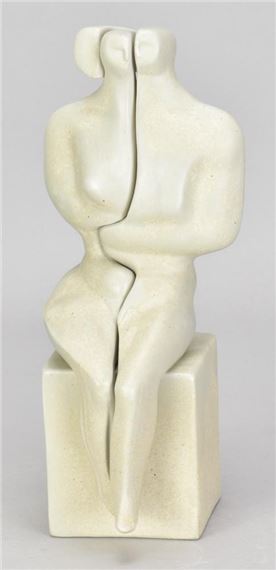 Peter Wright | two interlocking porcelain seated figures covered in ...