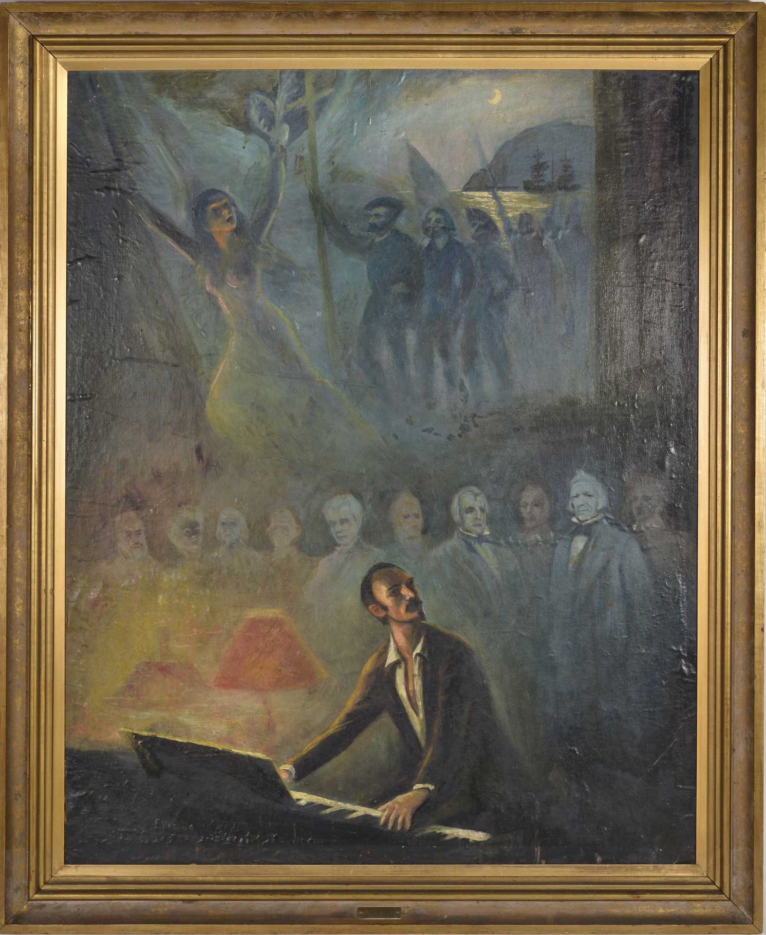 Artwork by Émile Vézina, Calixa Lavallée, Made of Oil on canvas mounted on cardboard