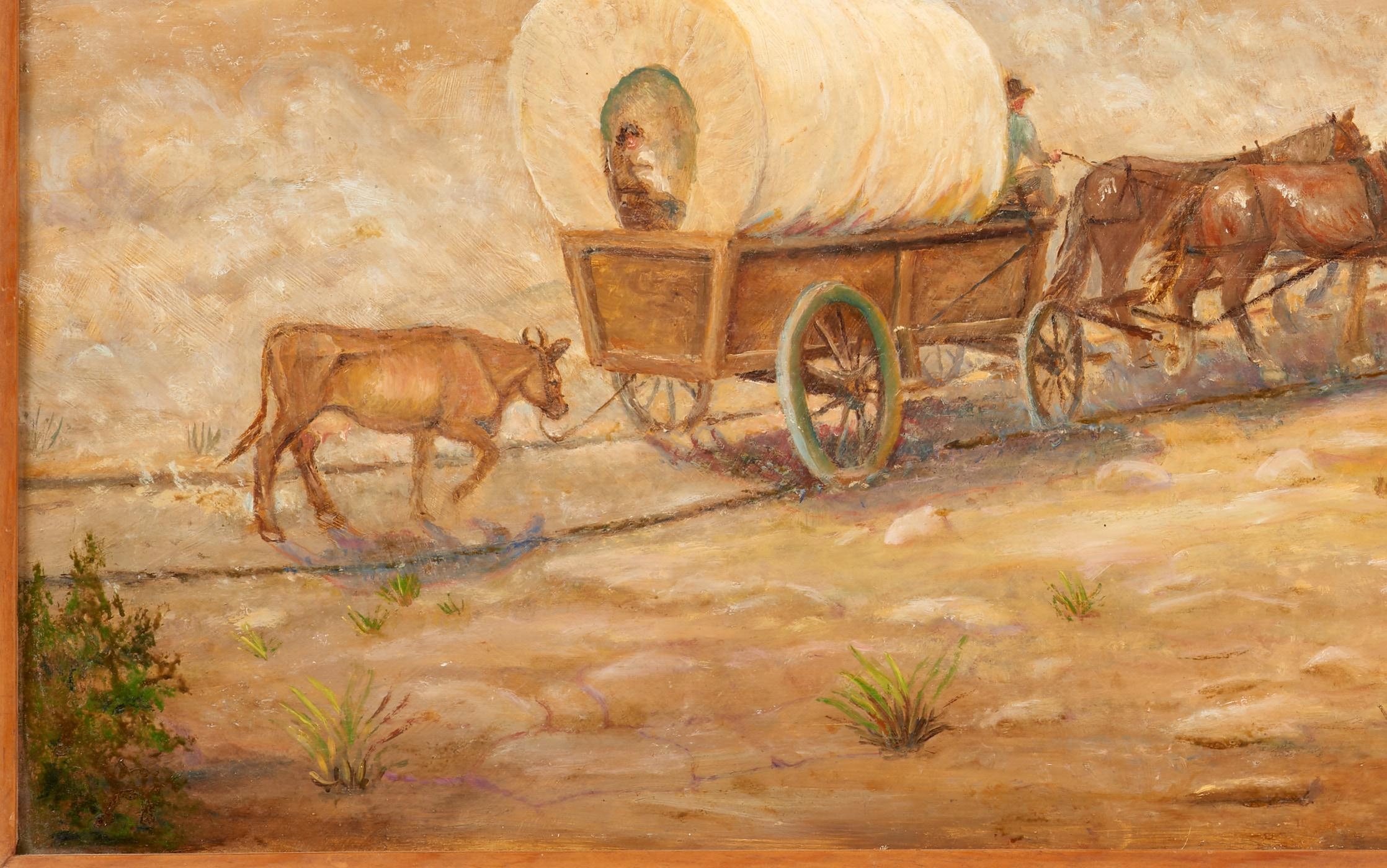 Artwork by Ruth Guilkey, RUTH GUILKEY "Wagon Train" (Oil on Board), Made of Oil on board