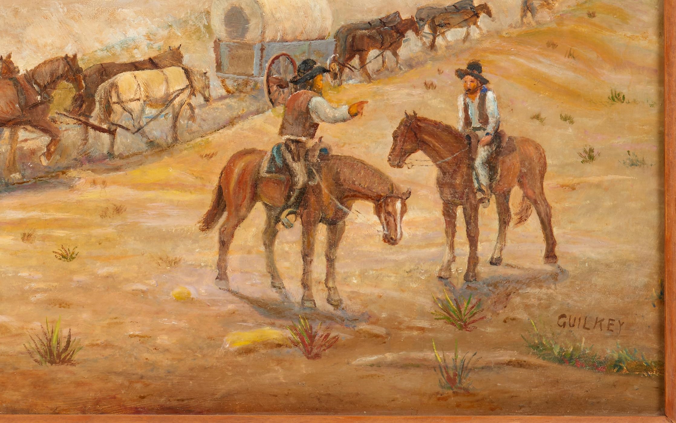 Artwork by Ruth Guilkey, RUTH GUILKEY "Wagon Train" (Oil on Board), Made of Oil on board