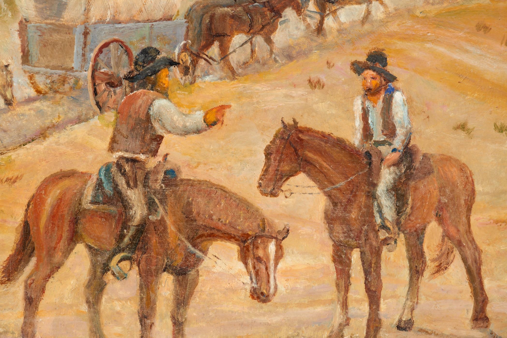 Artwork by Ruth Guilkey, RUTH GUILKEY "Wagon Train" (Oil on Board), Made of Oil on board