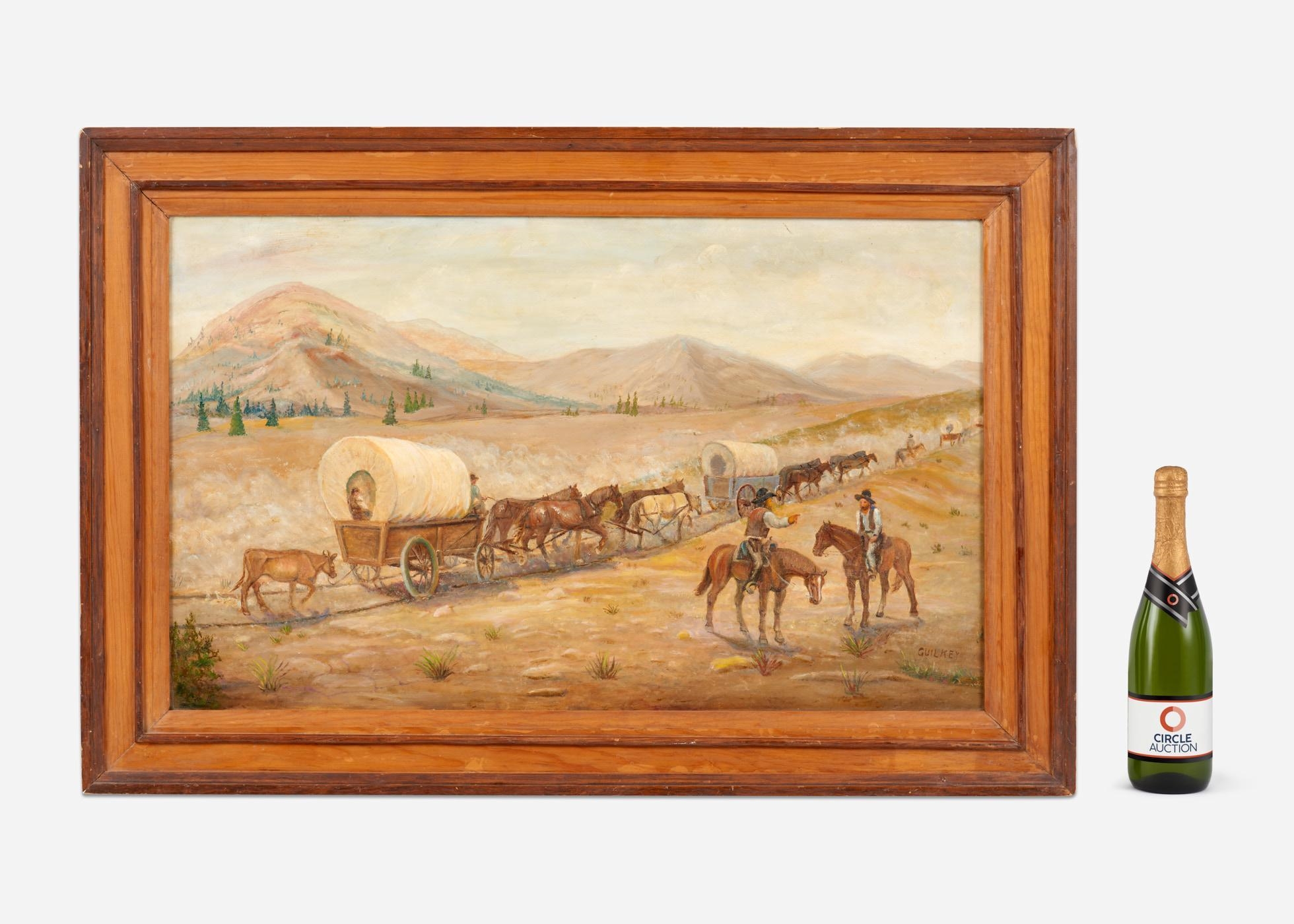 Artwork by Ruth Guilkey, RUTH GUILKEY "Wagon Train" (Oil on Board), Made of Oil on board