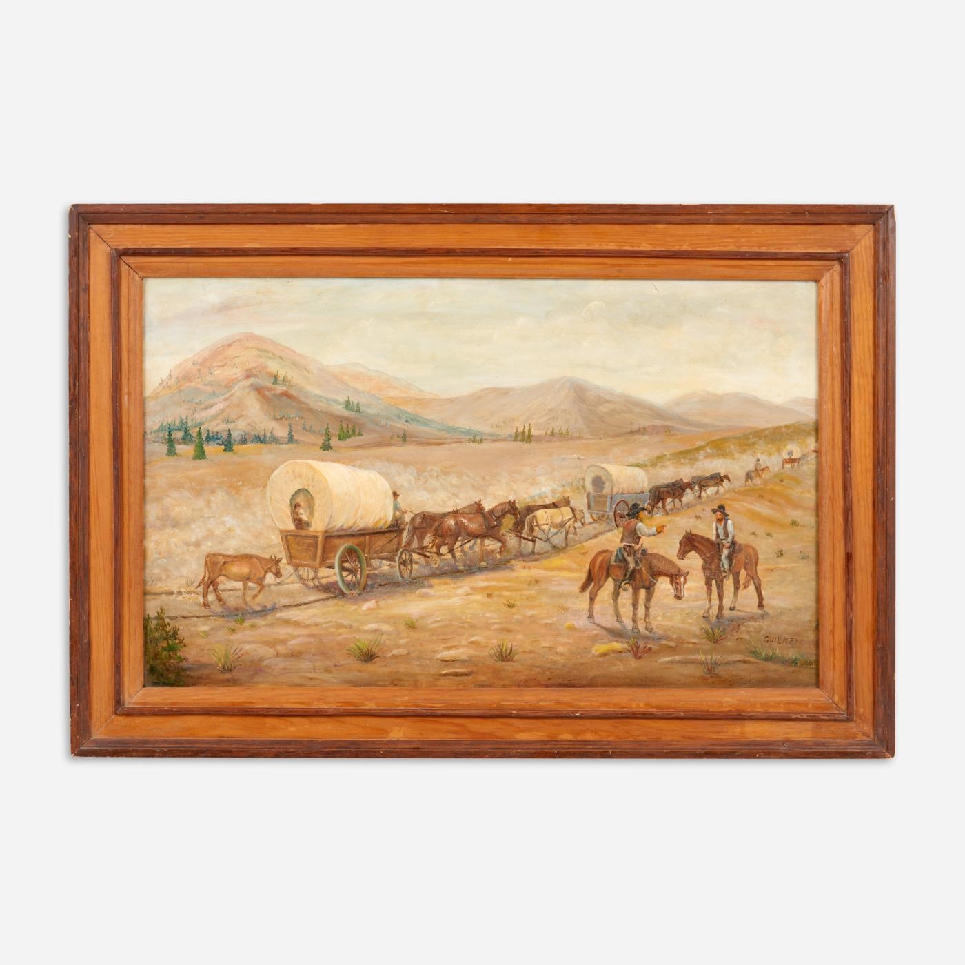 Artwork by Ruth Guilkey, RUTH GUILKEY "Wagon Train" (Oil on Board), Made of Oil on board
