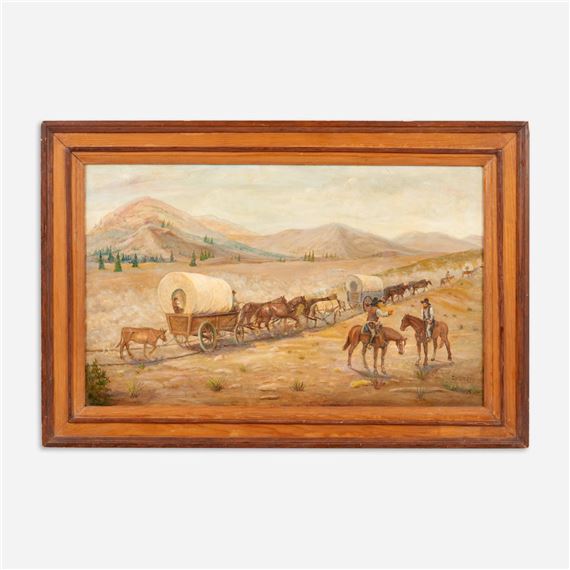 RUTH GUILKEY "Wagon Train" (Oil on Board) - Ruth Guilkey