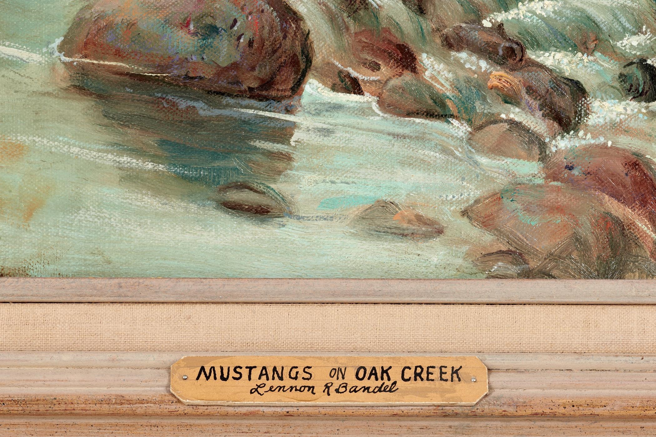Artwork by Lennon Ray Bandel, Mustangs on Oak Creek, Made of Oil on linen