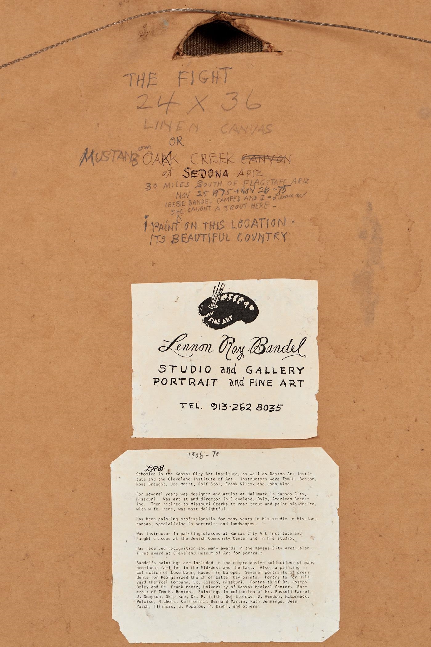 Artwork by Lennon Ray Bandel, Mustangs on Oak Creek, Made of Oil on linen