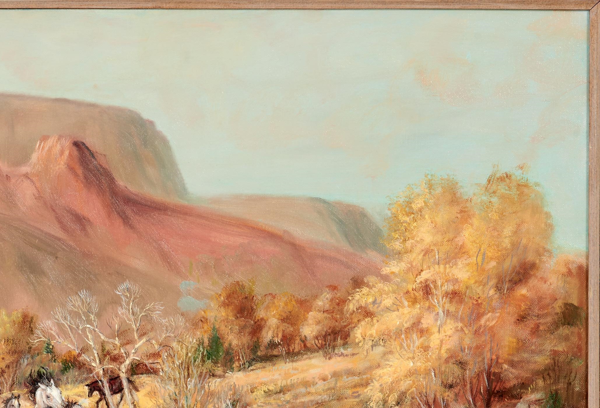 Artwork by Lennon Ray Bandel, Mustangs on Oak Creek, Made of Oil on linen