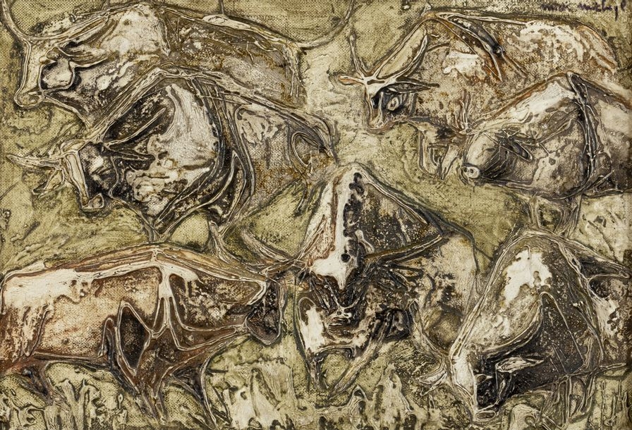 Artwork by Mick Micheyl, Bull, Made of Oil on isorel