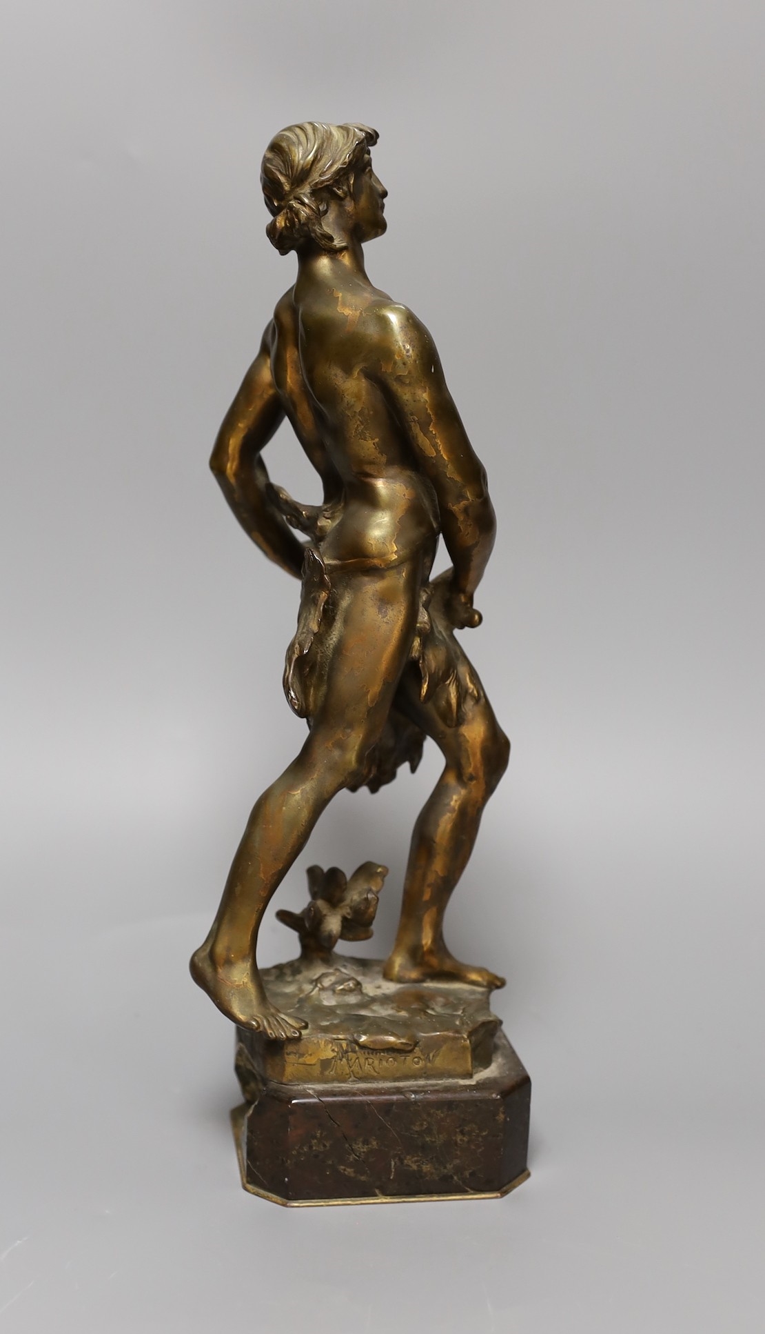 Eugène Marioton bronze group of David and Goliath on restored marble
