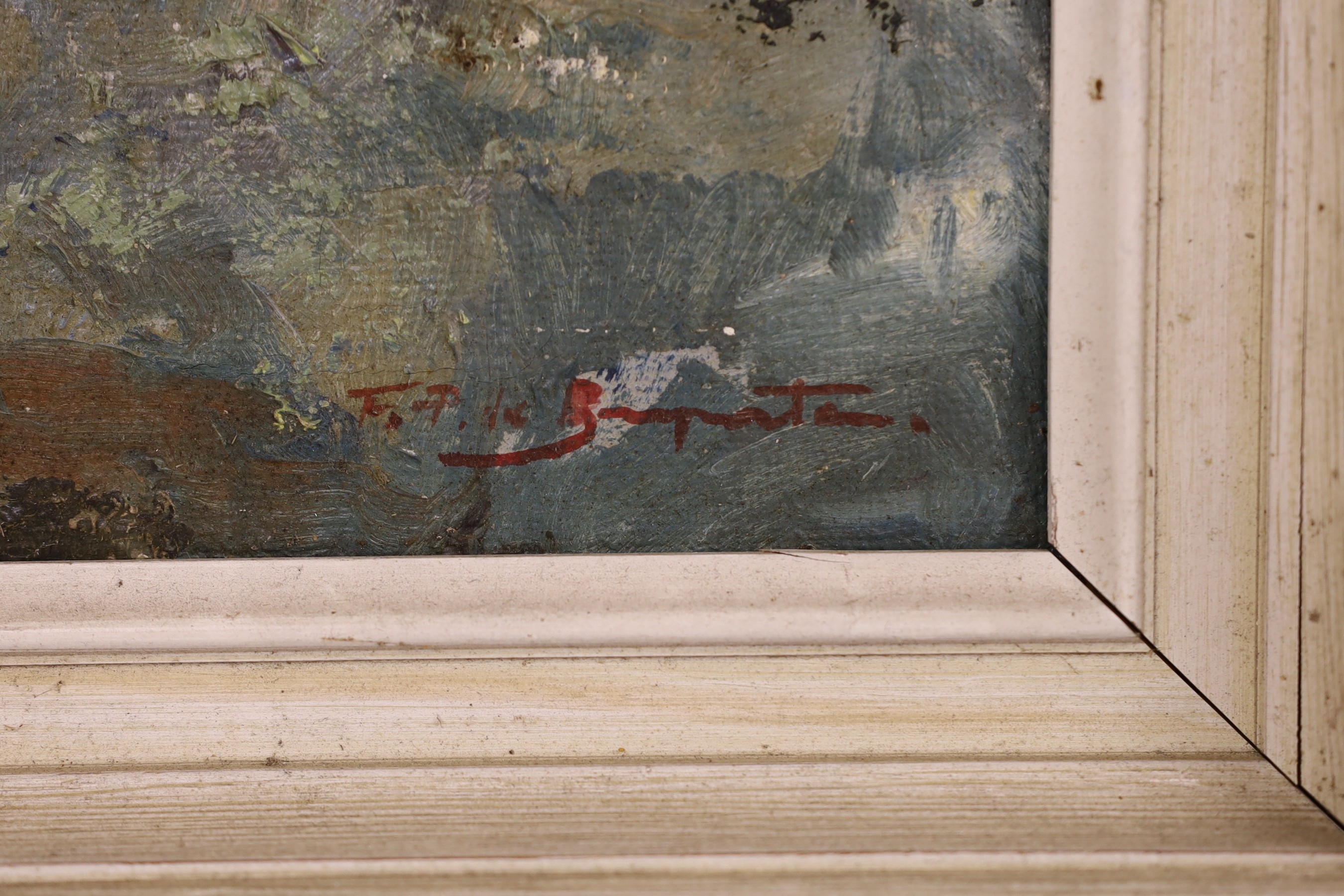 Artwork by Francesco Pablo de Besperato, Tree lined canal, Made of oil on canvas