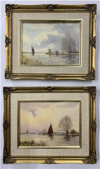 A pair of broadland scenes with Wherry - Arthur A. Park