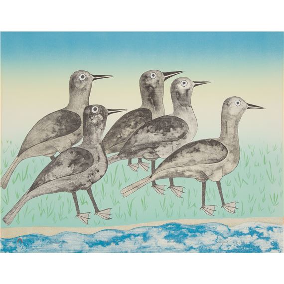 ATTENTIVE BIRDS by Kenojuak Ashevak, 1992