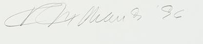 Robert Indiana signature on Color screenprint on Coventry Archival Rag paper; mixed-media debossment and color screenprint on Coventry Rag paper, 1996.