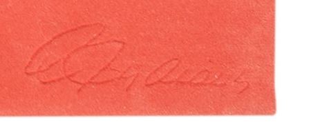 Robert Indiana signature on Chrome-dyed, hand-carved tufted archival New Zealand wool on
stretched canvas with natural latex backing, circa 1995.