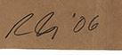 Robert Indiana signature on Pencil and ink on brown paper, 2006.