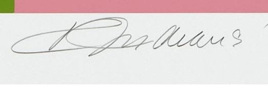 Robert Indiana signature on color screenprint, 1986.