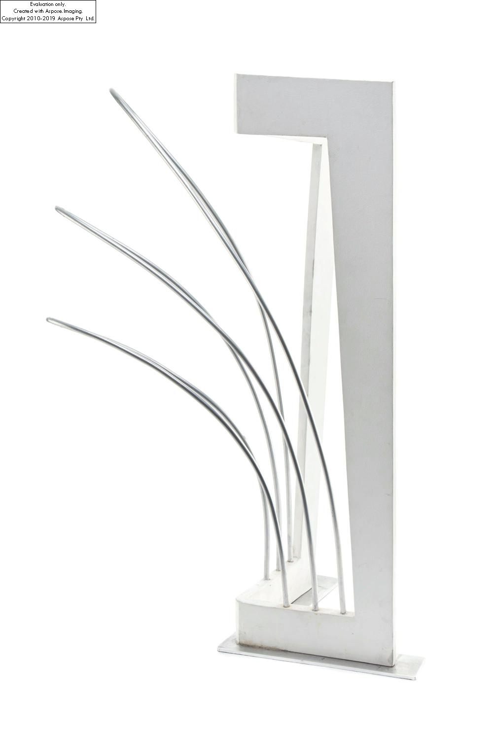 Artwork by Maciej Szańkowski, Strings of wind  (I), Made of plywood, metal, aluminium