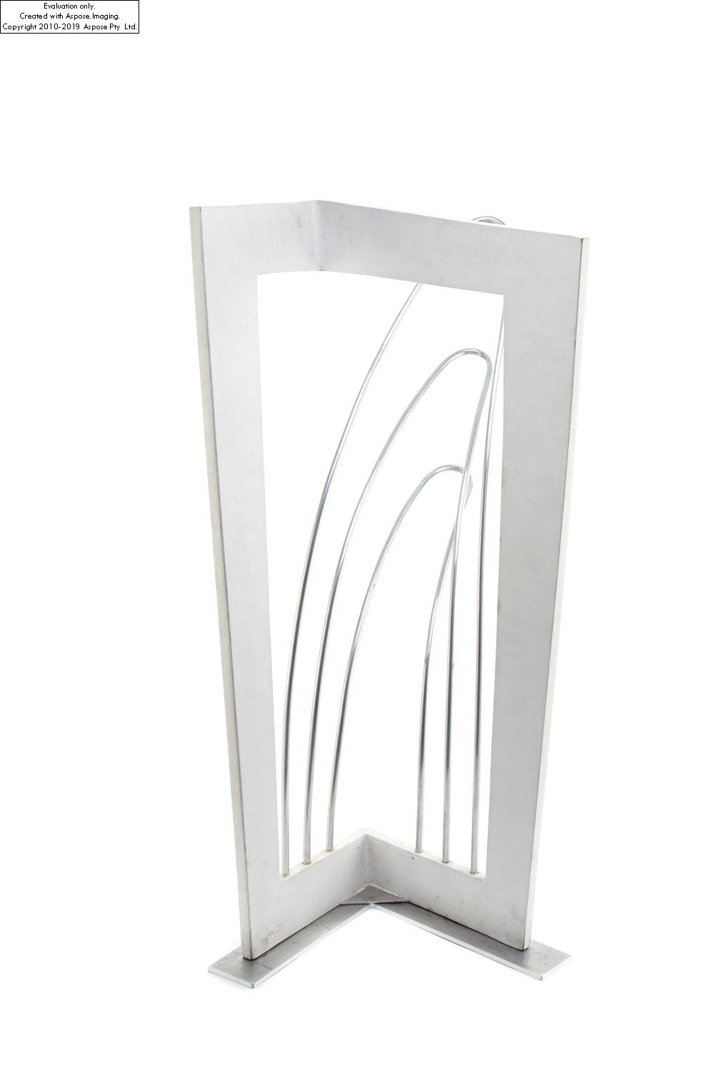 Artwork by Maciej Szańkowski, Strings of wind  (I), Made of plywood, metal, aluminium