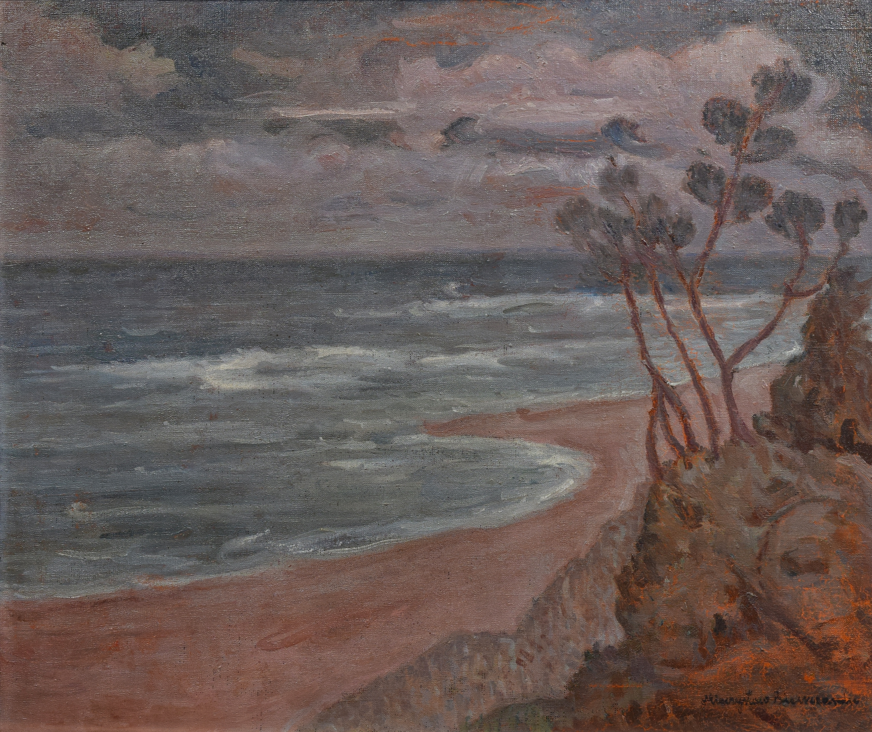 Artwork by Mieczyslaw Bieszczanin, Pejzaż nadmorski, Made of oil, canvas