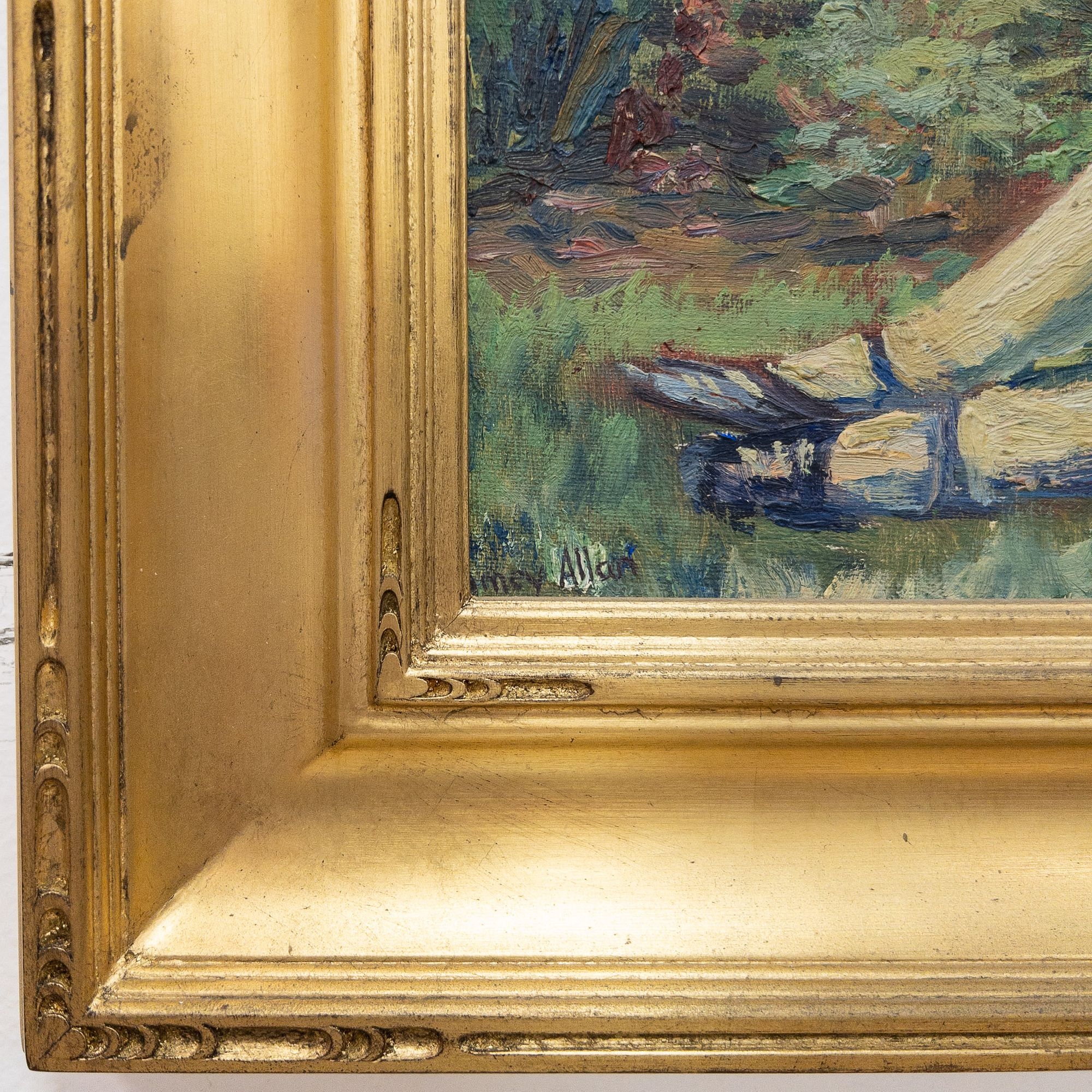 Artwork by Amey Allan, Girl in a Garden, Made of Oil on Board