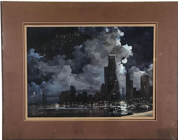 Tom Lynch | Urban landscape at nightfall | MutualArt