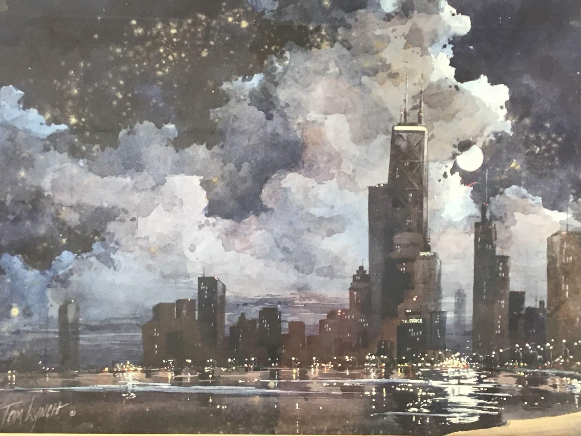 Tom Lynch | Urban landscape at nightfall | MutualArt