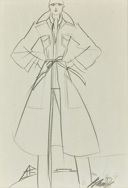 Artwork by Vyacheslav Zaitsev, Fashion drawing in pencil, signed on the bottom right, Made of drawing in pencil