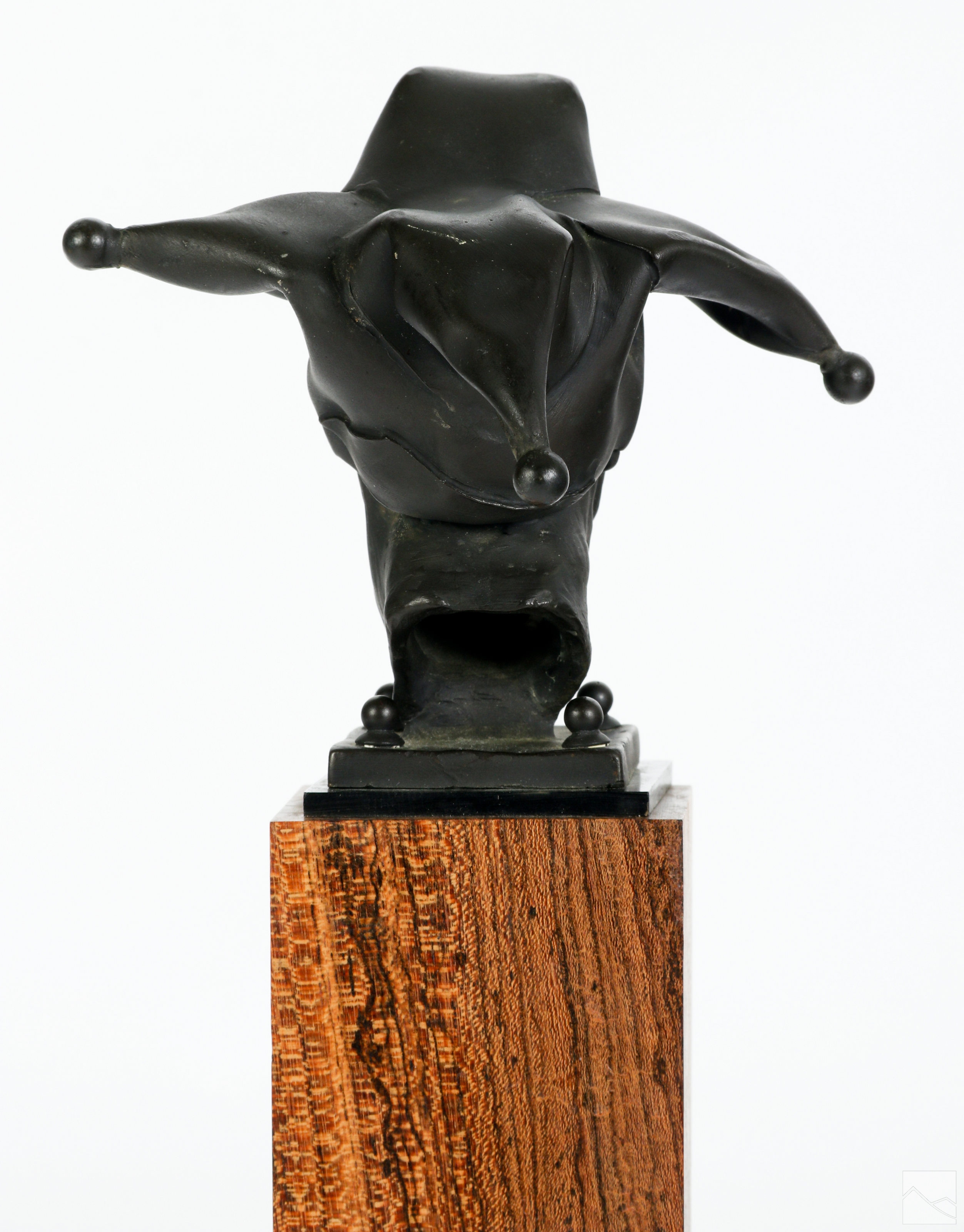 Artwork by Theodore Gall, Theodore Gall b.1941 Bronze Jester Bust Sculpture, Made of wooden base with metal