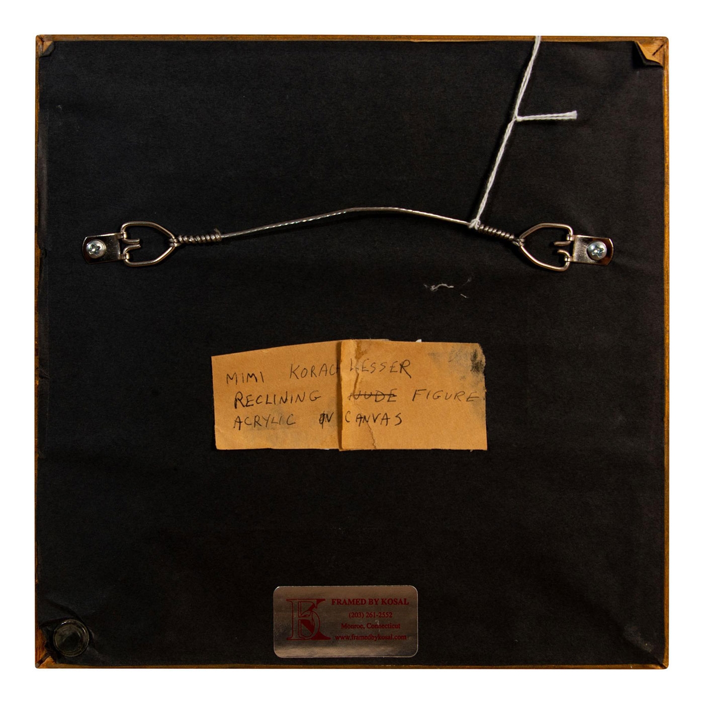 Artwork by Mimi Korach Lesser, Painting on board. Woman on the beach. Signed with initials lower right. Measures 9" x 9" including frame, Made of Acrylic Painting, Painting on board