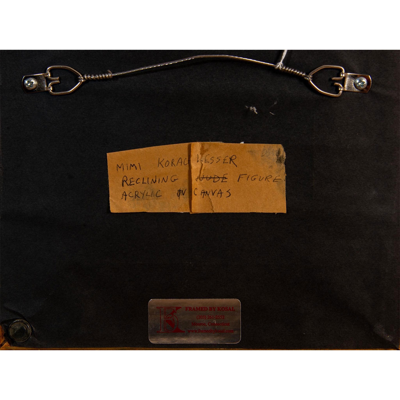 Artwork by Mimi Korach Lesser, Painting on board. Woman on the beach. Signed with initials lower right. Measures 9" x 9" including frame, Made of Acrylic Painting, Painting on board