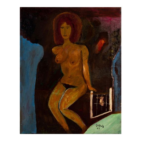 Portrait of a nude woman on canvas - Carlos Suares