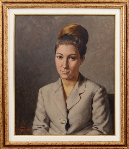 Artwork by Enzo Gazzone, Retrato de mujer joven, Made of oil on panel