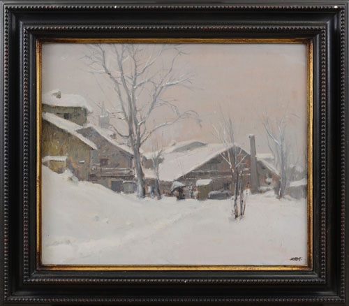 Artwork by Carlo Musso, Mañana de Navidad en Gignod, Made of oil on panel