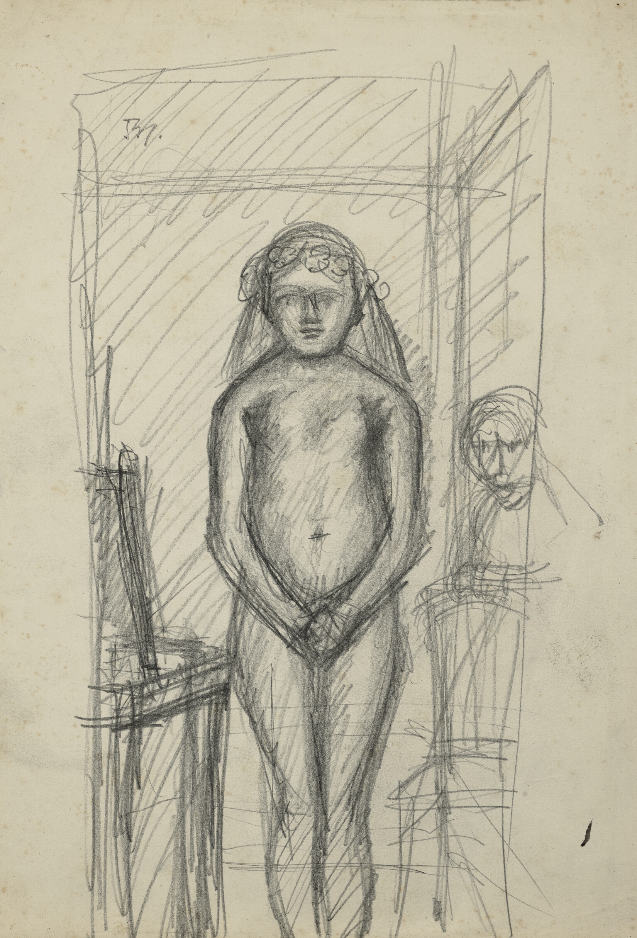Nu debout (recto); Nu debout les bras croisés (verso) by Balthus, circa 1948