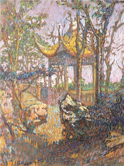 A Pagoda in a Garden, 1955 by Lee Man Fong, 1955