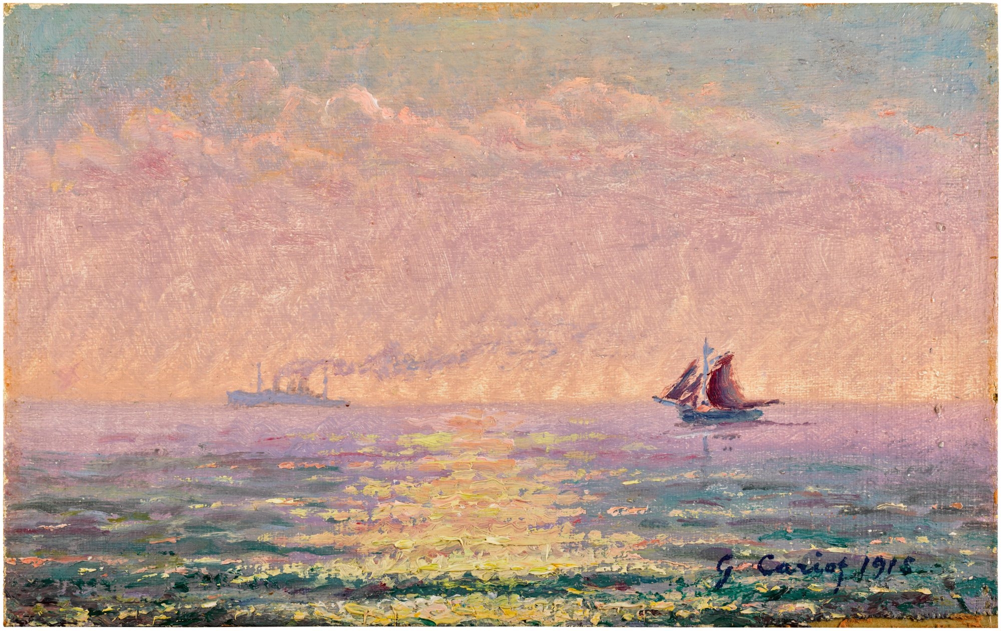 Gustave Cariot | Etude sur la mer à St Malo contre soleil (1918 ...