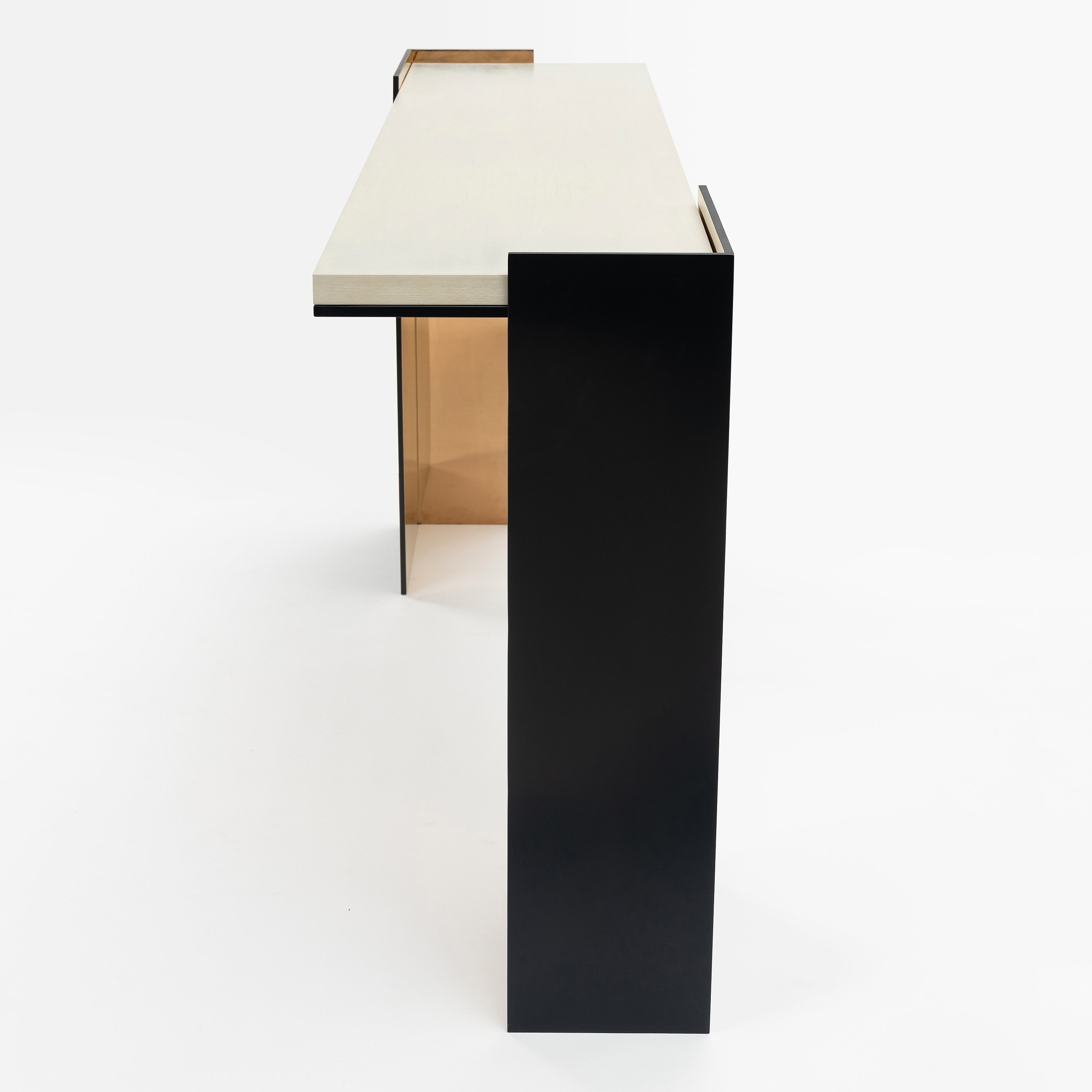 Artwork by Kara Mann, A sideboard, 'Wrap Console', Made of Brass and black lacquered metal